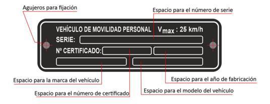 Placa de homologación para los VMP