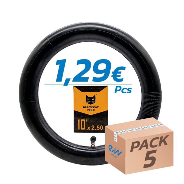 Cámara de aire 10x2.5 Black Cat - válvula curva 90x90 -5uds