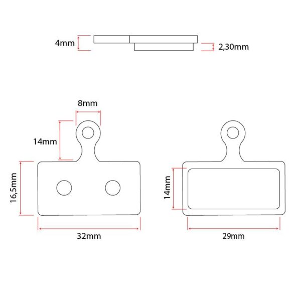 Pastilla de freno RT006-S sinterizada rectangular con tetón [Ewheel]