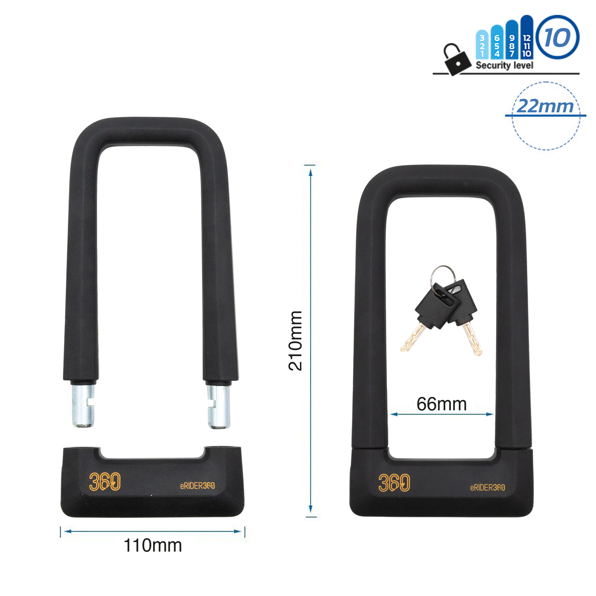 Candado en U de llave EWLK023 negro